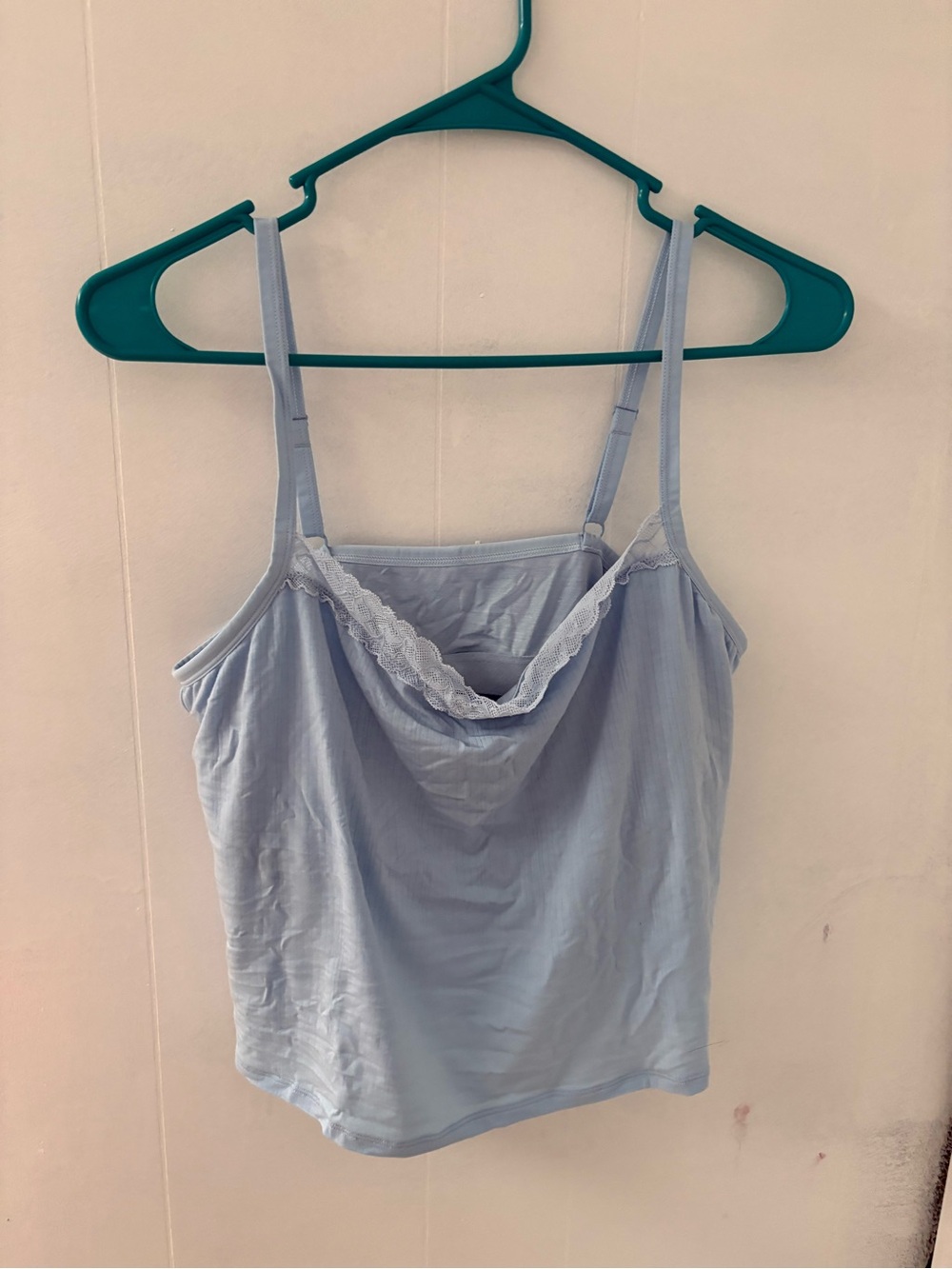 Auden Light Blue Cami Tank with Lace Trim